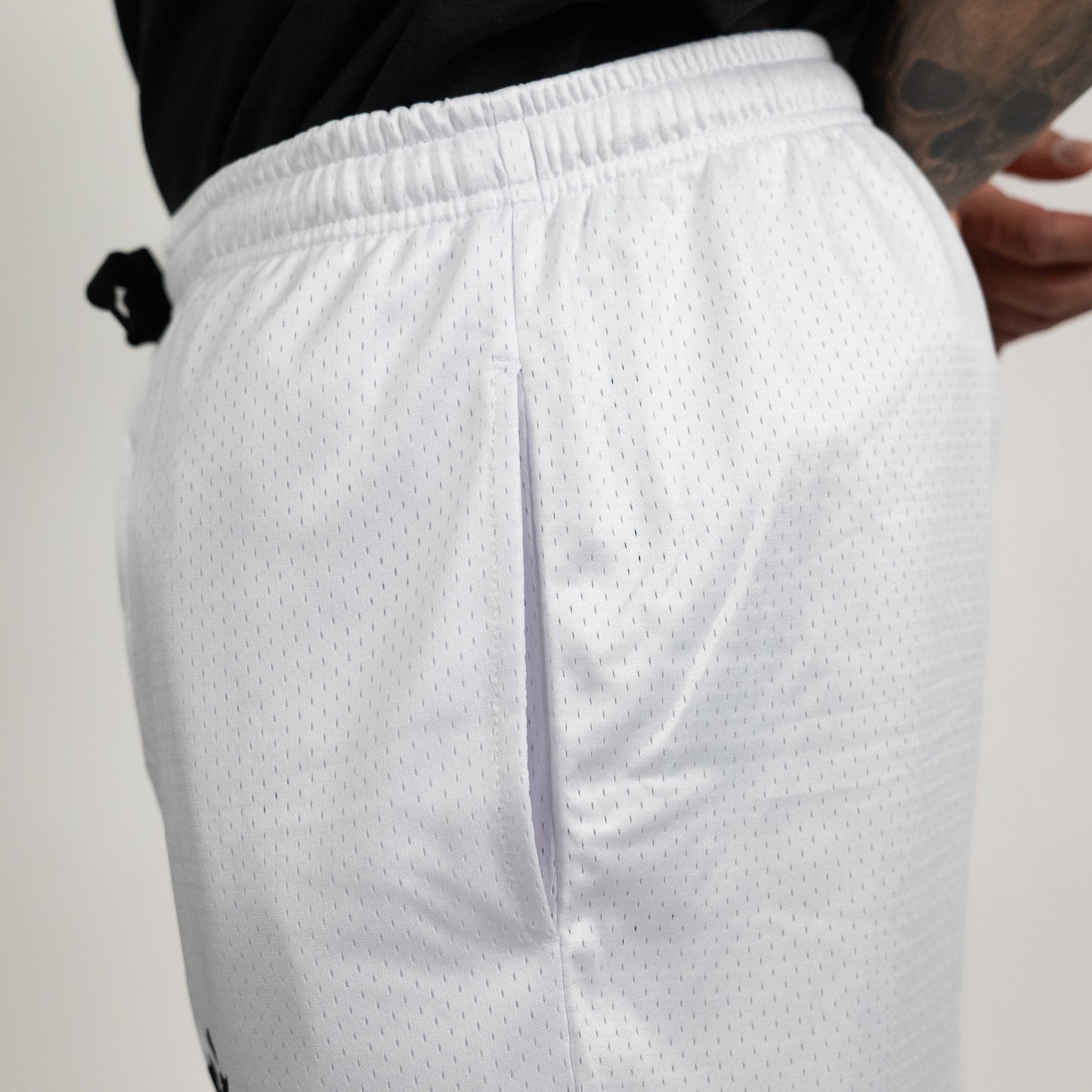 White Mesh Double Layered Shorts