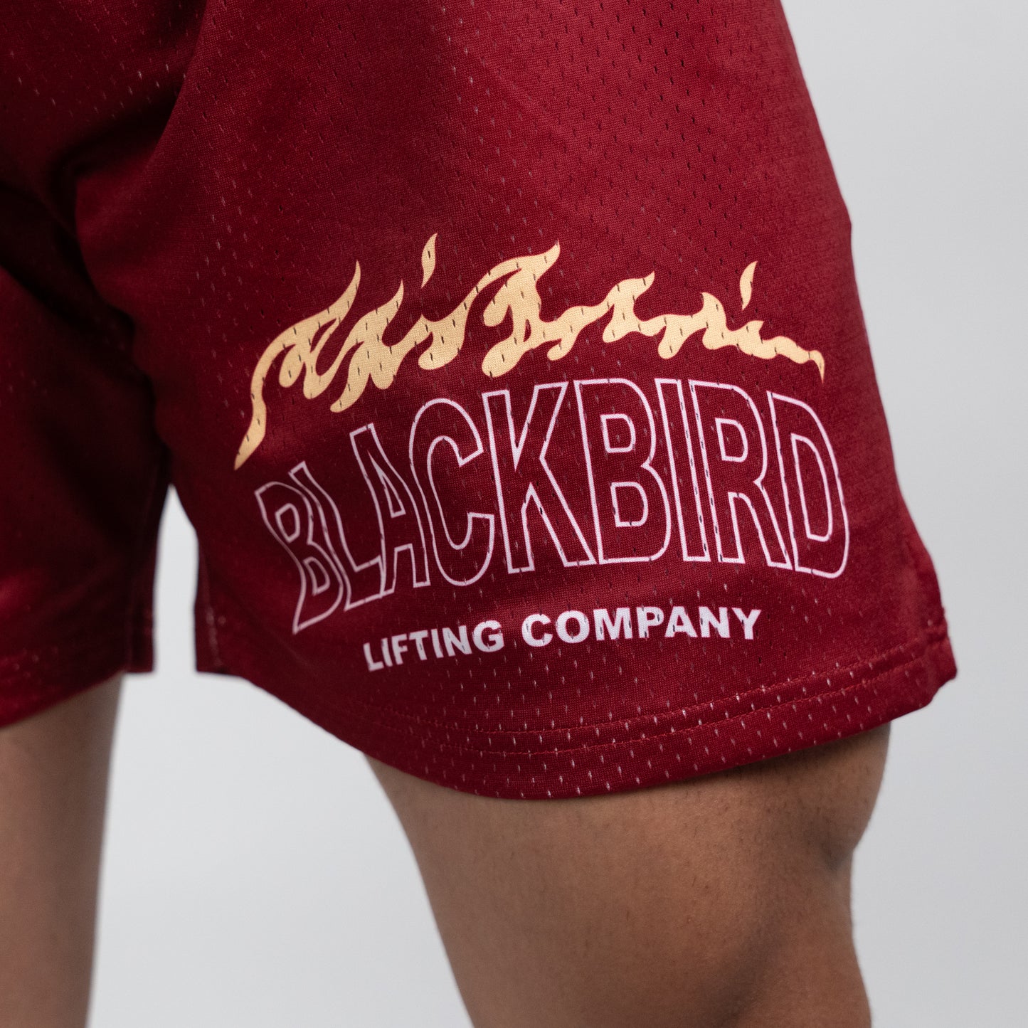 Maroon Mesh Double Layered Shorts