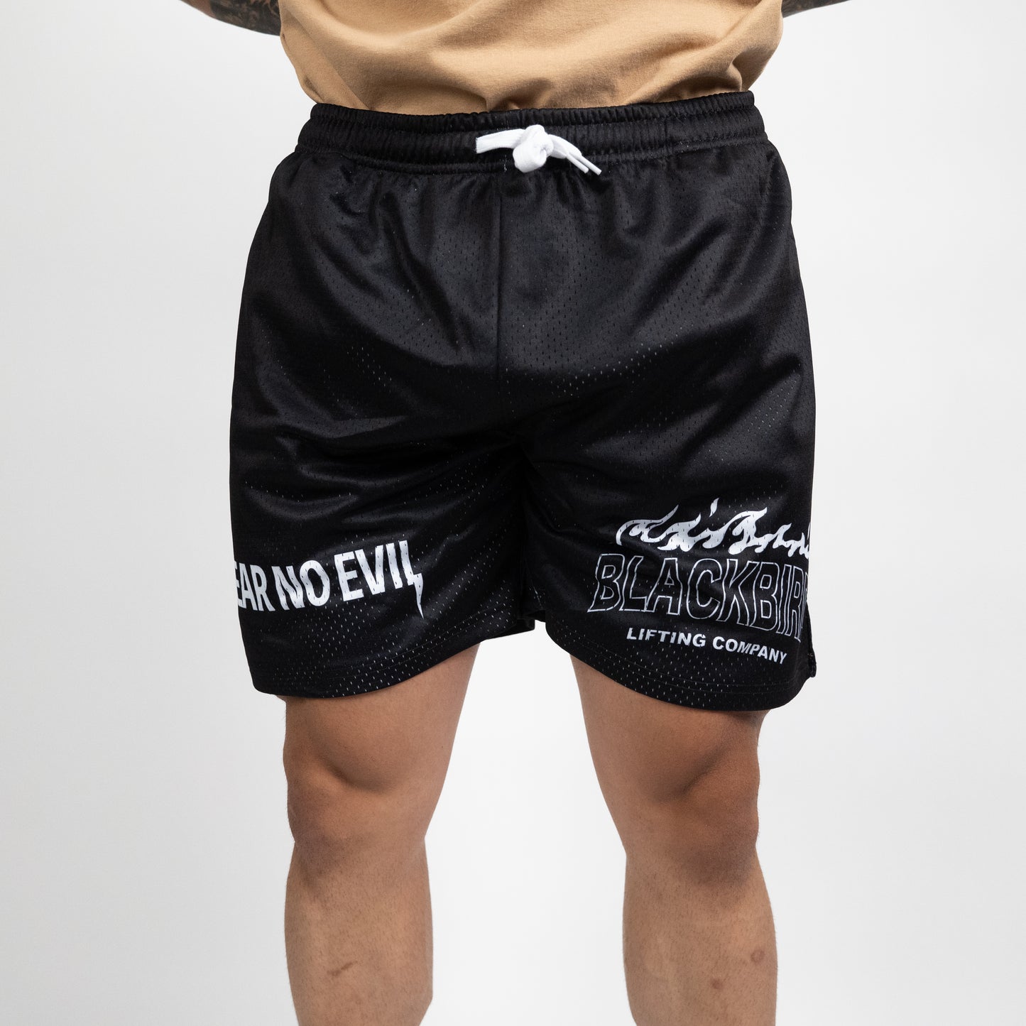 Black Mesh Double layered Shorts