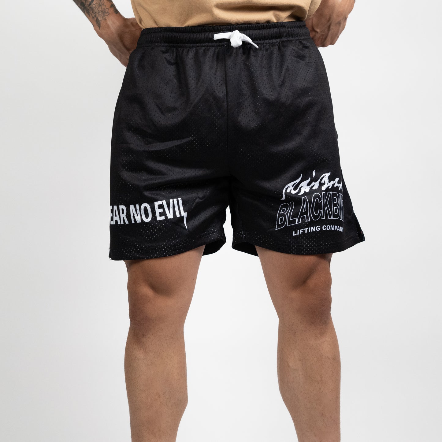 Black Mesh Double layered Shorts